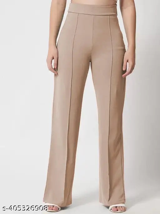 High-waisted Trendy bell bottoms high-rise trouser pants for women Combo of 3