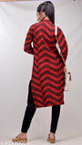 Women's Straight Printed Red Woollen Kurti