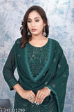 Women's Georgette Straight Embroidered Kurti with Sharara And Dupttawork