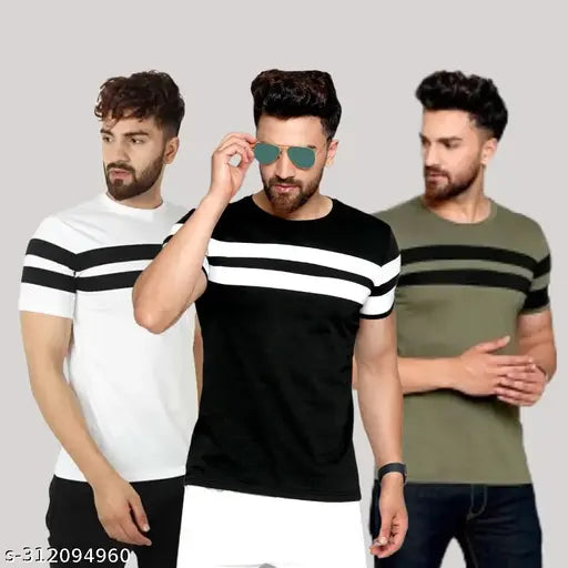 """"Fashionable Stylish Short Sleeves Round Neck"""""Men T-shirt""""Pack Off 3