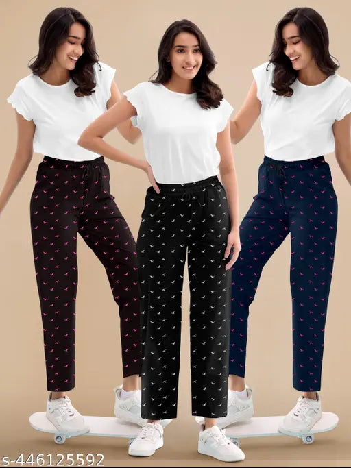 payzama for women & Women's Cotton Printed Pyjama.Combo Pack Of 3 Pajamas.Women’s Cotton Pyjamas.Birds Print Pyjamas.Nightwear for Women.Comfortable Women’s Pyjamas.Cotton Loungewear for Women.Stylish Women’s Nightwear.Printed Cotton Pyjamas.