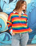 Women's Printed Dark Rainbow Trendy Round Neck Full Sleeves