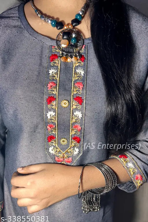 WOOLEN EMBROIDERED STRAIGHT KURTI