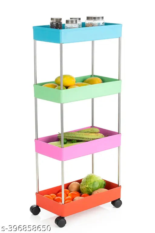 ELIGHTWAY MART Vegetable Kitchen Trolley Plastic ( Shelve-4/MIX )