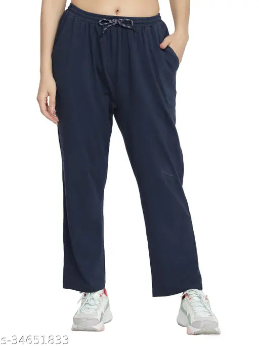 NUEVOSDAMAS Solid Cotton Jersey Pyjama(Blue)