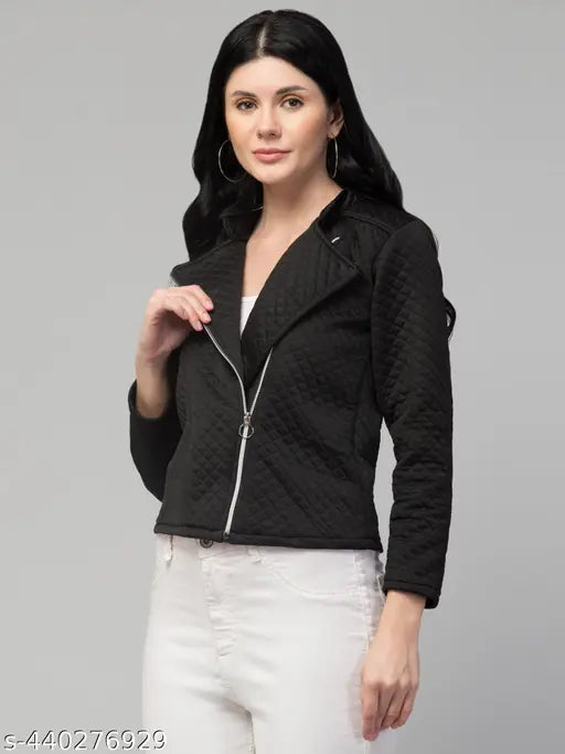 Women solid stylish zipper jacket