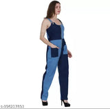 Stylish Sensational Women Blue Check Jumpsuit Dangaree