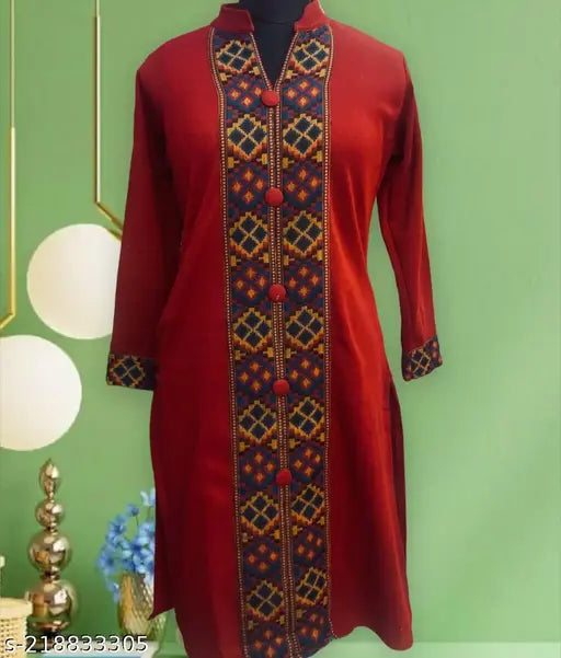 Woolen Kurti with Kullu Patti Designing