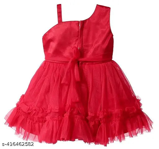 Baby Girl's Net Dress Knee Length One-Shoulder Party Dress