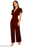 Classy Fashion New Plunging V Neck Wide Leg Jumpsuit