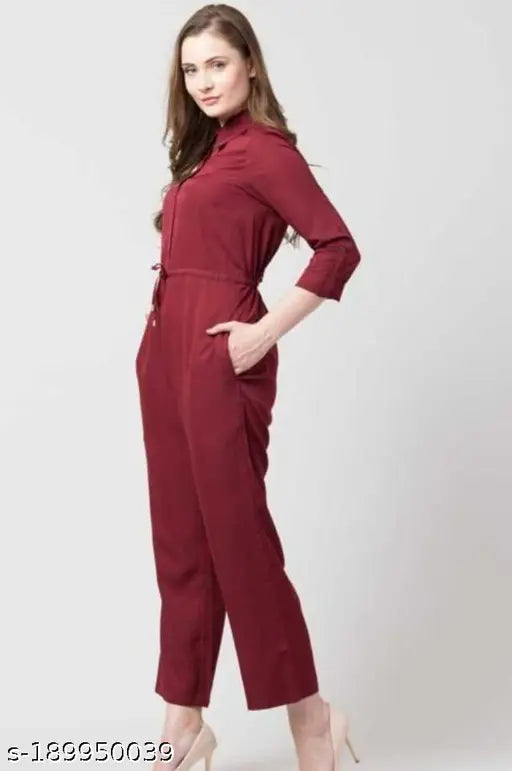 MEHROON COLLAR JUMPSUIT