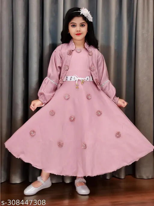 Girls' kids party wear gown Dress and jacket 4to8 Years