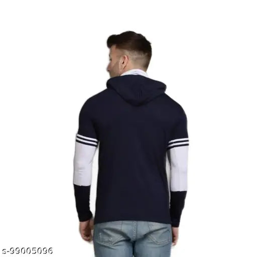 """""Trendy Mens Pullover""""""Hoodies Tshirts with Mask"""""Navy Blue