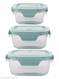 Goodhomes Glass Food Storage Container with Airtight Lid Set of 3 Pieces, 700 ML_450 ML_250 ML