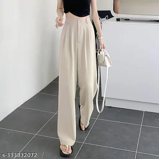 Beige Back to office korean pants