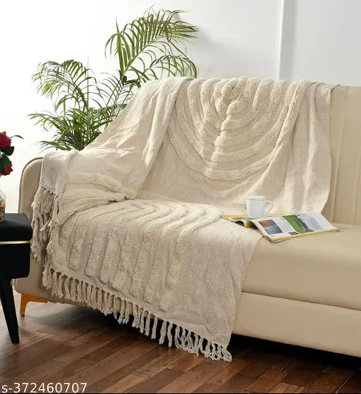 Cotton Tufted Throw Blanket for Sofa, Bedroom and Living room