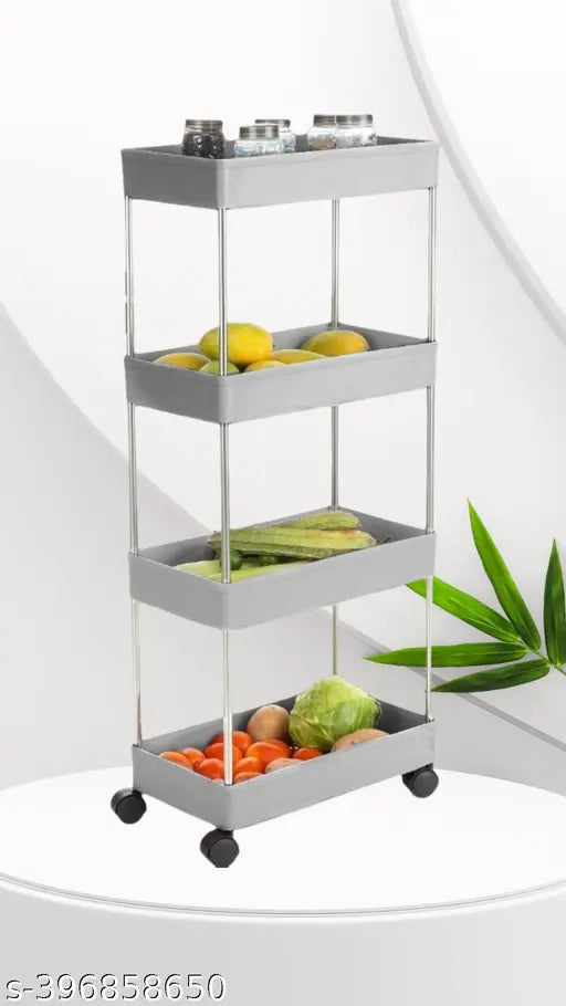 ELIGHTWAY MART Vegetable Kitchen Trolley Plastic ( Shelve-4/MIX )