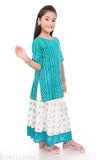 Lovely Fashion Girls New Ethnic Jaipuri Printed Rayon Kurta & Skirts Sets (sea green) )