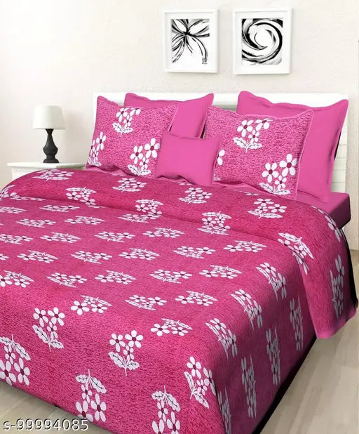 RAH Printed DOUBLE BED SHEET Designs 100% Cotton Rajasthani Traditional Print King Size ( 100X90) inch (Multicolour) Double Bed sheets With (2 Pillow Covers)