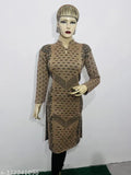 ladies woolen kurti for winter BROWN FLOWER