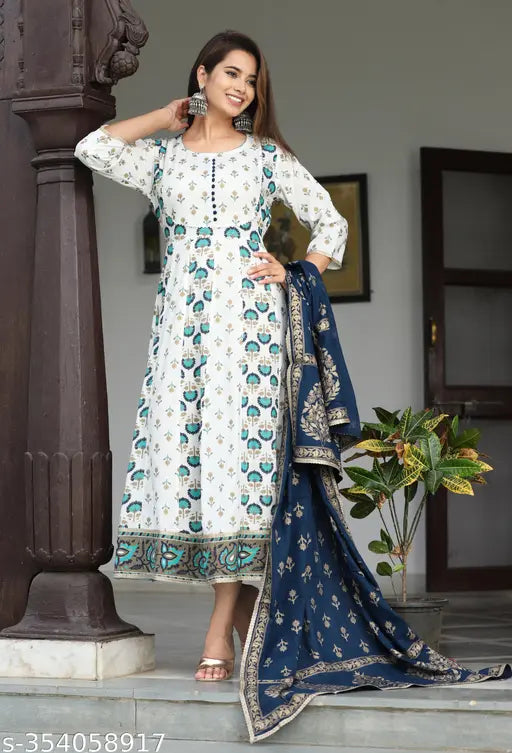 PLUS/BIG/LARGE/EXTRA SIZE ANARKALI LONG KURTA WITH DUPATTA PARTY DRESS