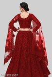 Red Wedding Lehenga Choli in Embroidered Net