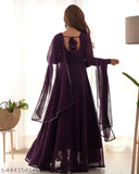 Women Anarkali Gown with Dupatta (Purple) |