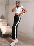 Women & Girls lycra fabric trouser narrow shape black & white pants