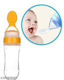 Flamgam 90ML Newborn Baby Feeding Bottle Toddler Safe Silicone Squeeze Feeding Spoon Milk Cereal Bottle Baby Training Feeder/Fruit Feeder (Orange/90 ml) (PACK OF 1)