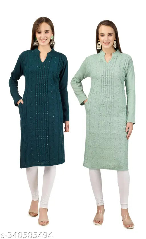 MEAVYIL Women's Pack Of 2 Wool Kurta