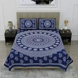 blue colour jaipuri cotton bedsheet with 2 pillow cover double bed bedsheet jaipuri