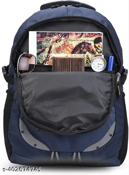 HERMOSA FASHION Large 35 L Laptop Backpack unisex Spacy with rain cover and reflective strip (NAVY BLUE)