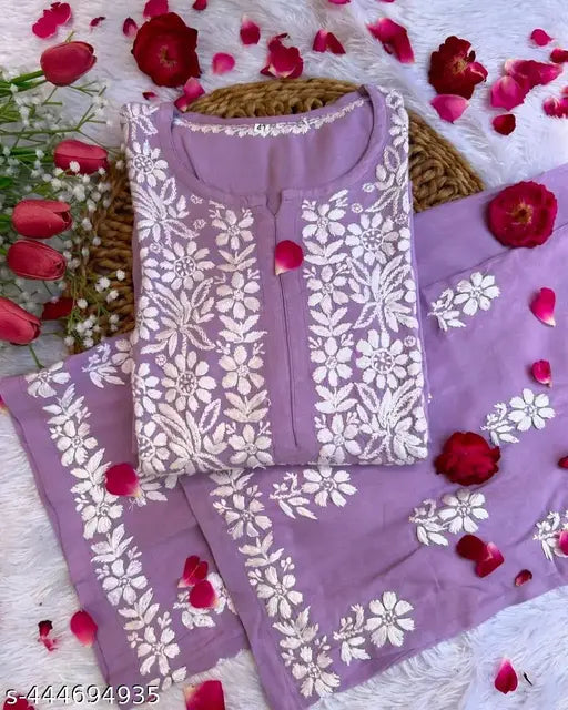 NEW CHIKANKARI WORK KURTI AND PALAZZOS