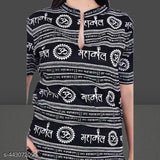 Mahakaal Damru Om Printed WOMen Short Kurta