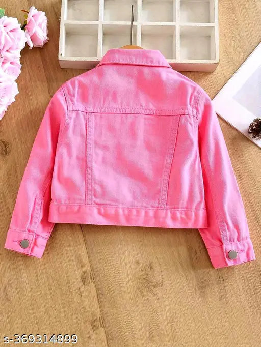 Gals coral twill denim jacket