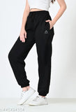 Women Woolen Fleece Black and Lavendar Combo Jogger Pant for Winter