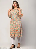 Swasti Plus Size Women Printed Pure Cotton Straight Kurtis