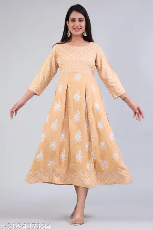 Saavi cream Kurtis