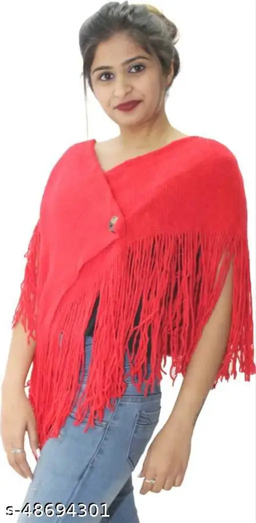 Stylish Wool Hoodie Short Poncho/Cape