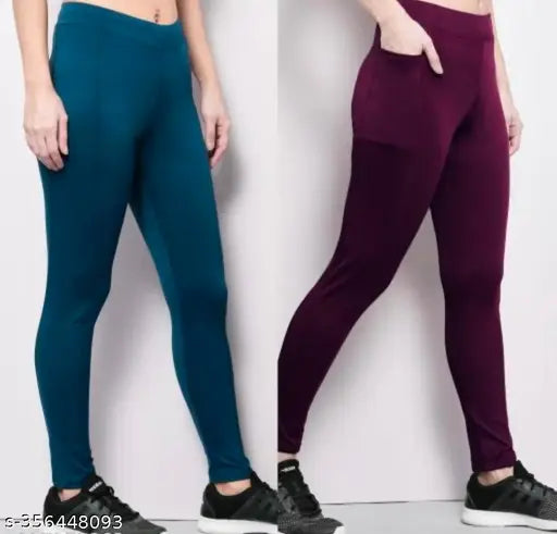 A.S jeggings Women's Pack of 2 Black Solid Tights |Activewear|Yogawear|Gymwear|Sportswear|Active Bottomwear