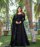 Hot Designer Black Georgette Stitched Anarkali Gown With Dupatta