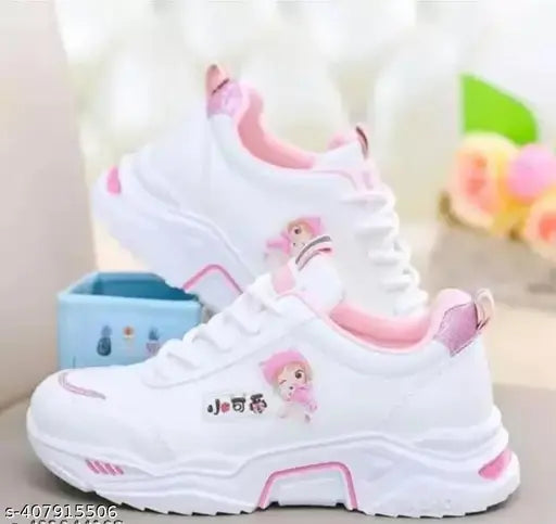 Halima Kids Girl's Synthetic White Baby Doll Casual Sneakers Shoes