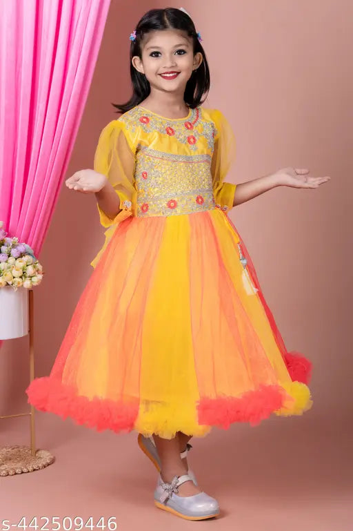 Fully Embroidered with Twin Colour Combination Dress frock,Premium girls new Frock,New Design Girls Dress,Full Sleeve girls dress, Princess Dress ethnic and party wear