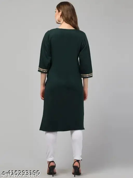 Hegza Women's Gotta Patti Green Kurti