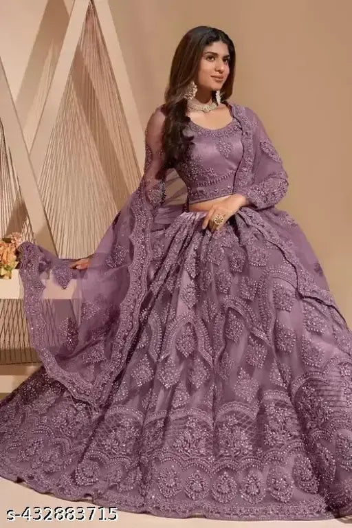 Traditional Semi-Stitched Embroidered Lehenga for girl's and women's || Purple Ethnic Embroidered Lehenga choli with girl's and women's || Bridal Lehenga Choli for girl's ||