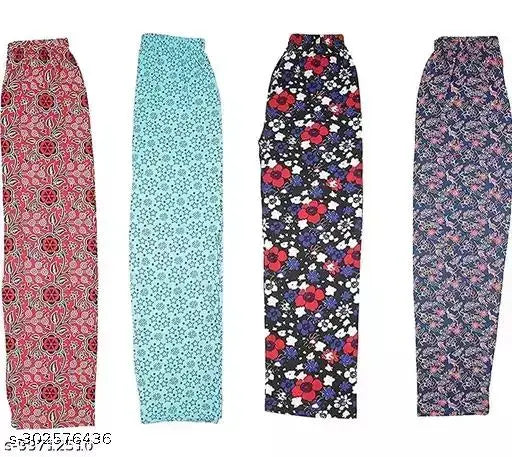 Womens Pyjama/Night Pant/Track pant- Soft cotton febric night Wears combo Pack of 4 (Assorted Prints