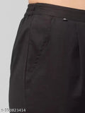 Women Regular Fit Black Cotton Blend Trousers