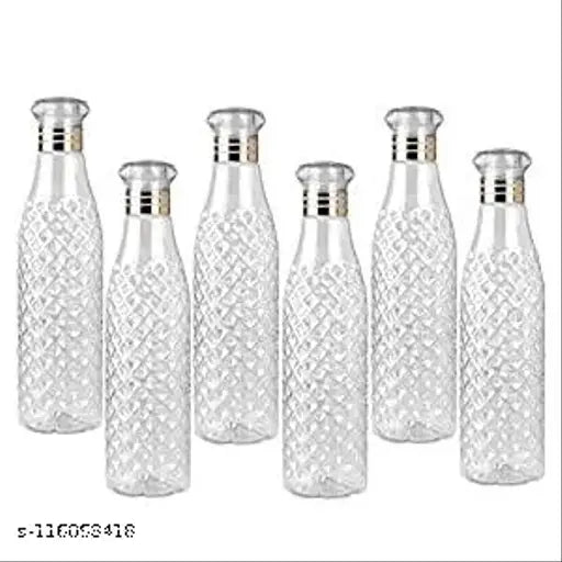 Plastic Food Grade Fridge Square Water Bottle Set(6 Pieces, 1L,Assorted)