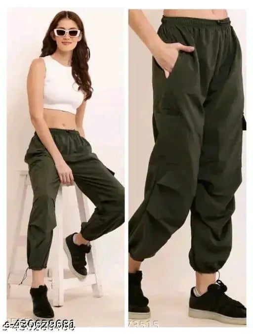 AD FASHION STORE Women Cotrise Cargo Black Lycra | Beggi|Cargo | Parachoot Joggers|NewArrival Baggy Cargo Wide Leg Cargo Loose fit Stretchable Pents| Wide Leg Cargo Women Cotrise Cargo | Cotton Blend Cargo | Lycra blend Cargo | (Pack of 1)