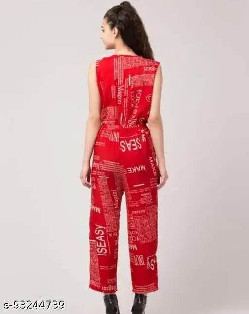 Western Wear Women Red Color Jumpsuits